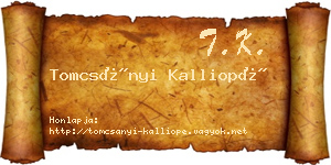 Tomcsányi Kalliopé névjegykártya